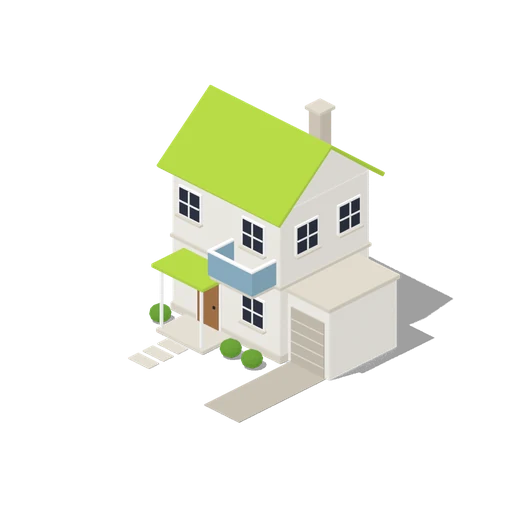 The house on the lot, guarded by a shield